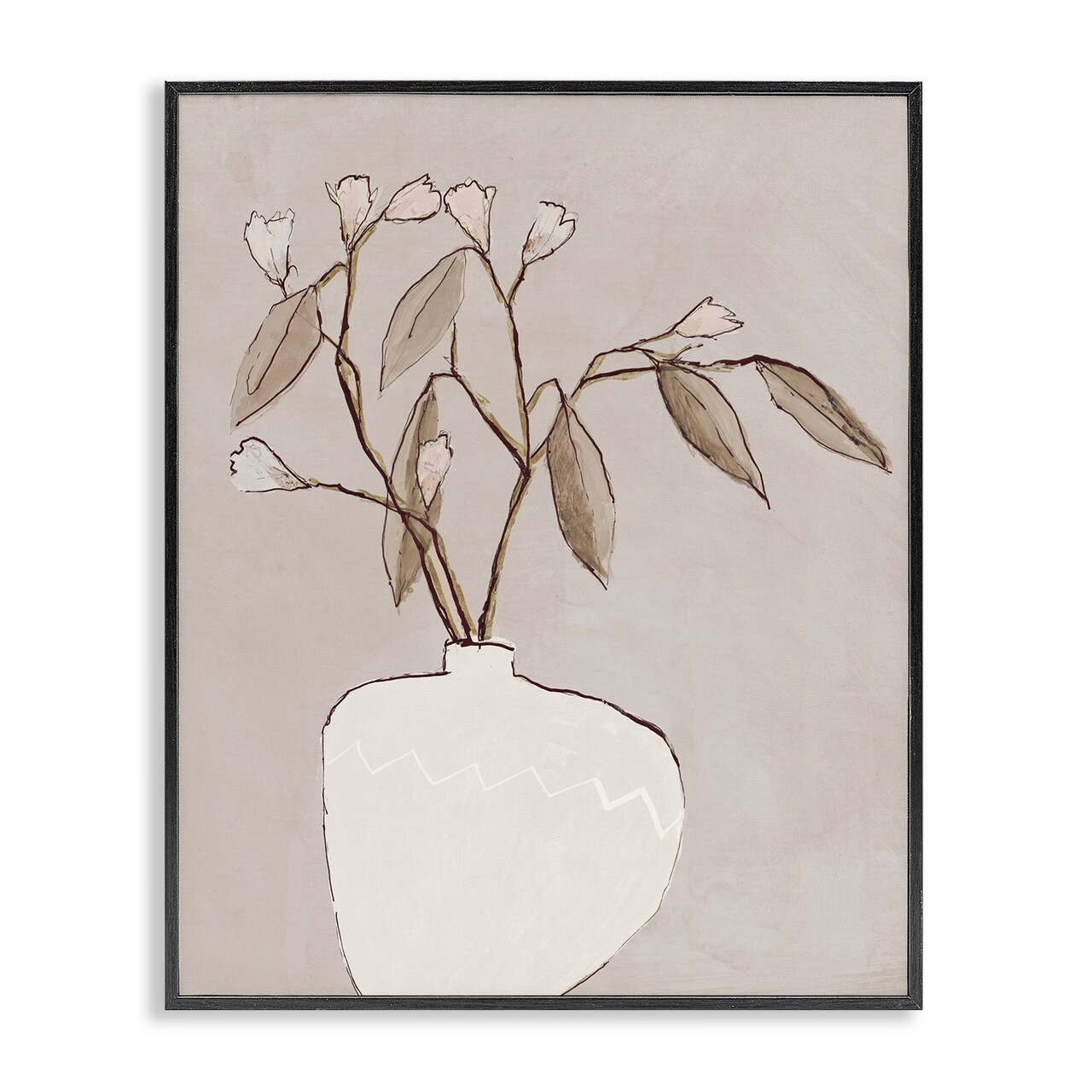 Stupell Industries Neutral Tan Greenery Framed Giclee Wall Art Design by Lorenzo Collective